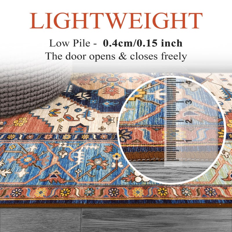 La Home Lahome Area Rugs 9x12 Living Room - Boho Non-Slip Washable Rug Ultra-Thin Stain Resistant Large Carpet Throw Non Shedding Dining Room Mat, Oriental Print Carpet for Bedroom Adelyn (Rust, 9'x12') - Image 5