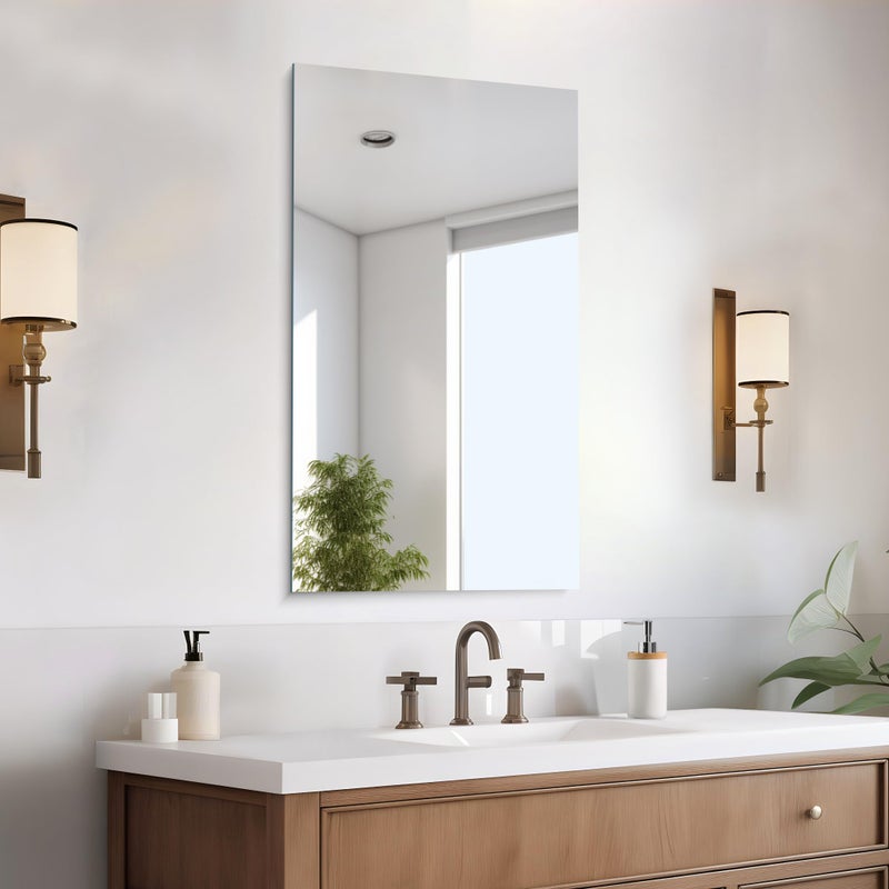 CILIBER Frameless Mirror, 20x36 Mirrors for Wall, Rectangle Bathroom Mirror for Over Sink, Frameless Vanity Mirror with Polished Edge, 3mm Tempered Glass, Hangs Horizontally or Vertically - Image 1