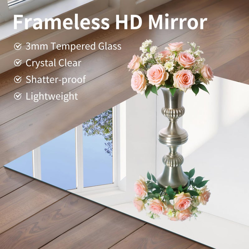 CILIBER Frameless Mirror, 20x36 Mirrors for Wall, Rectangle Bathroom Mirror for Over Sink, Frameless Vanity Mirror with Polished Edge, 3mm Tempered Glass, Hangs Horizontally or Vertically - Image 4