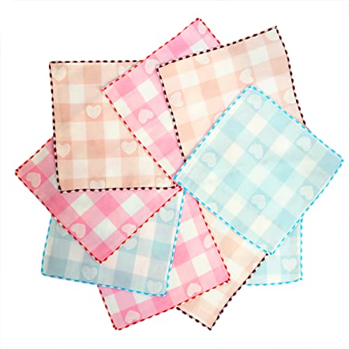 CLUZE Women Heart Printed Handkerchief - Cotton Hanky, Face Towel (Light Color) (Size 25x25 cm) (Pack Of 6 Pc) (6) - Image 4