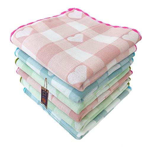 CLUZE Women Heart Printed Handkerchief - Cotton Hanky, Face Towel (Light Color) (Size 25x25 cm) (Pack Of 6 Pc) (6) - Image 1