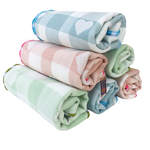 CLUZE Women Heart Printed Handkerchief - Cotton Hanky, Face Towel (Light Color) (Size 25x25 cm) (Pack Of 6 Pc) (6) - Image 2