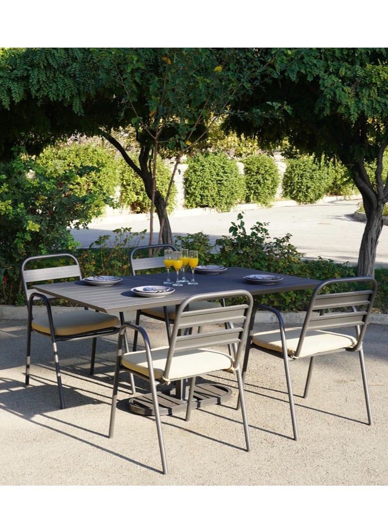 Schondor Furniture Milan & Zurich | 4 S | Outdoor Furniture | Outdoor Dining Set | Tables & Chairs | Made in Aluminum Cast | Patio | Garden | Backyards | Perfect for Any Outdoor Space  - Image 1