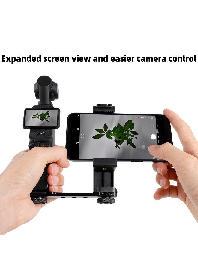 KISSUN Phone Holder for DJI Osmo Pocket 3, Cell Phone Mount Expansion Accessories with 1/4" Thread Hole Used with Tripod and Extension Rod - Image 2