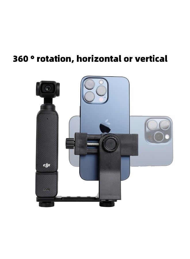 KISSUN Phone Holder for DJI Osmo Pocket 3, Cell Phone Mount Expansion Accessories with 1/4" Thread Hole Used with Tripod and Extension Rod - Image 4