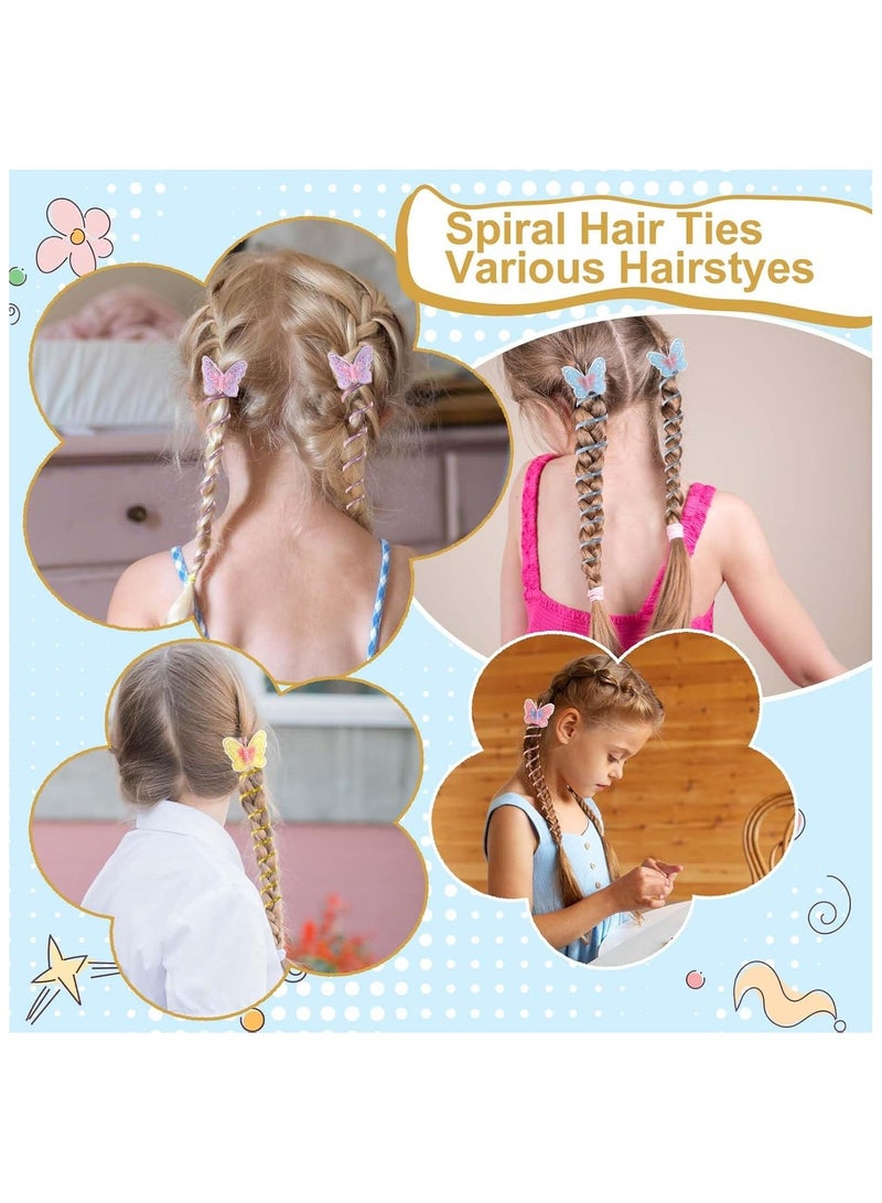 ربطات شعر على شكل سلك هاتف على شكل فراشة، ربطات شعر ملونة للبنات (قطعتان باللون الأزرق) - Image 2