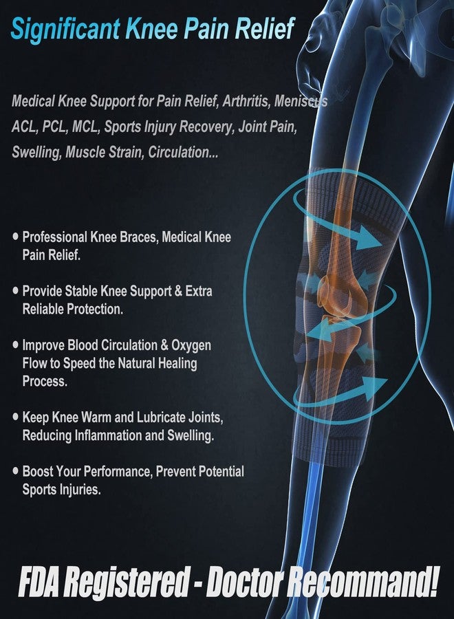 NEENCA Professional Knee Brace Compression Sleeve - Best Knee Pads Knee Braces for Men Women, Medical Grade knee sleeves support for Meniscus Tear, Arthritis, Joint Pain Relief, Sports Injury Recovery - Image 4