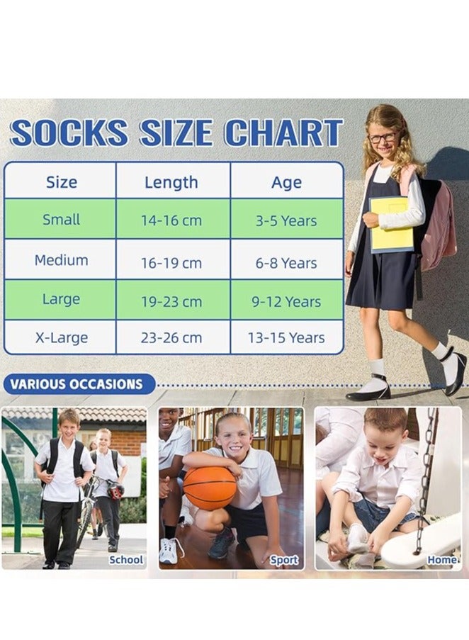 Vparty 6-Pair Kids Crew Socks Set – White and Black Cotton Athletic Dress Socks for Boys and Girls, Ideal for School Uniforms and Casual Outfits.  - Image 5