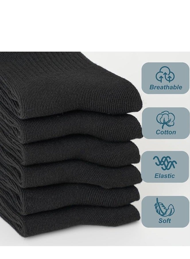 Vparty 6-Pair Kids Crew Socks Set – White and Black Cotton Athletic Dress Socks for Boys and Girls, Ideal for School Uniforms and Casual Outfits.  - Image 4
