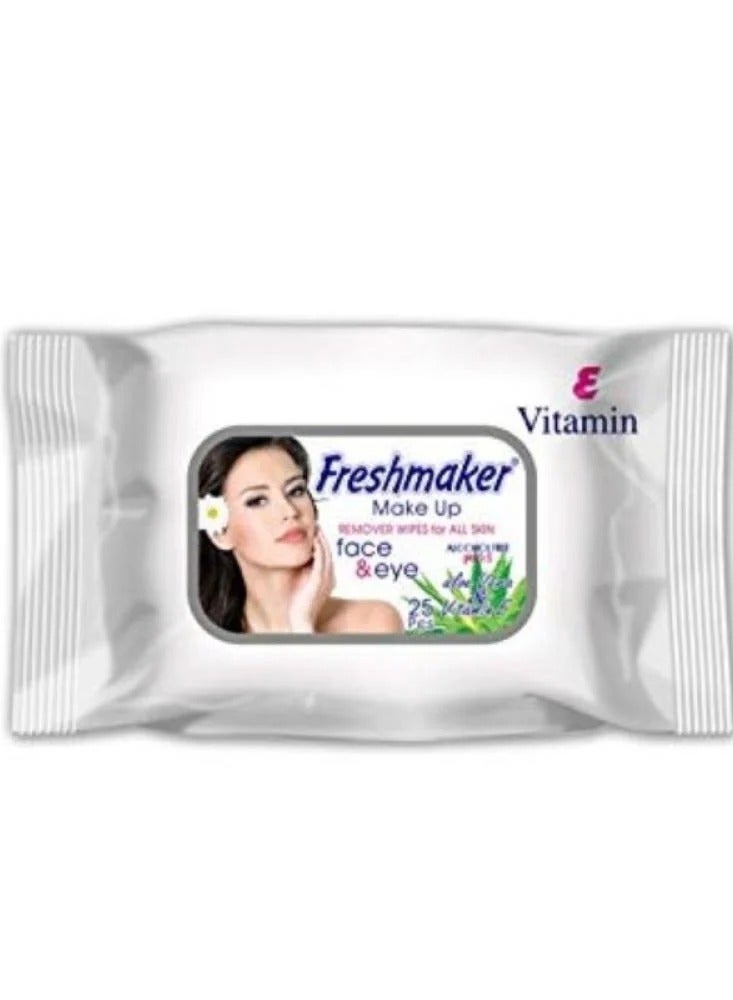 Freshmaker Vitamin E And Aloe Vera Makeup Remover Wipes 25 Wipes Bundle 6 pieces - Image 2