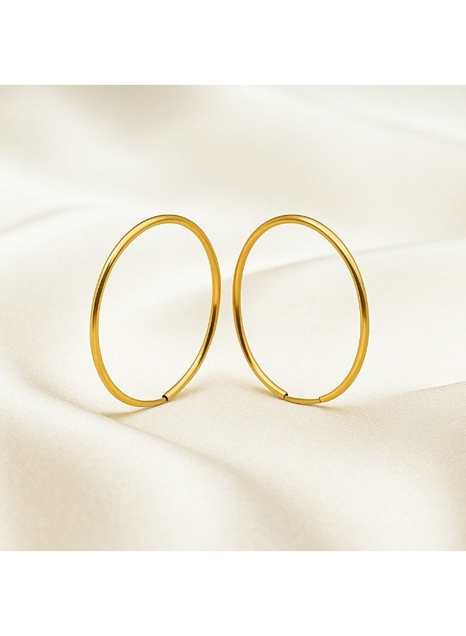 Earss 1/2 Inch Endless Hoop Gold Earring | Stainless Steel | 18K Gold Plated - Image 1