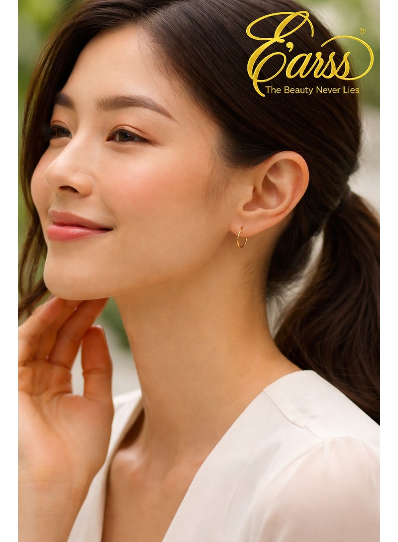 Earss 1/2 Inch Endless Hoop Gold Earring | Stainless Steel | 18K Gold Plated - Image 2
