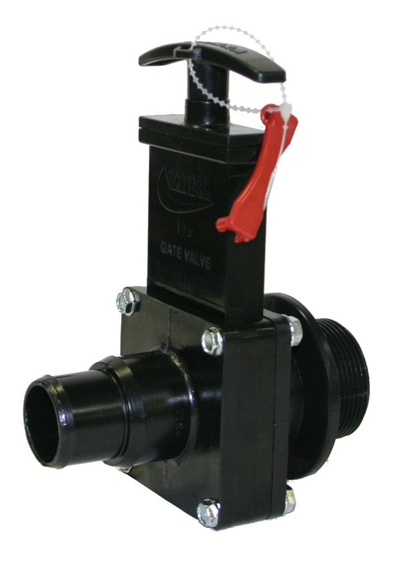 7134X ABS Gate Valve, Black, 1-1/2" MPT x Step Down, w/ Gate Keeper