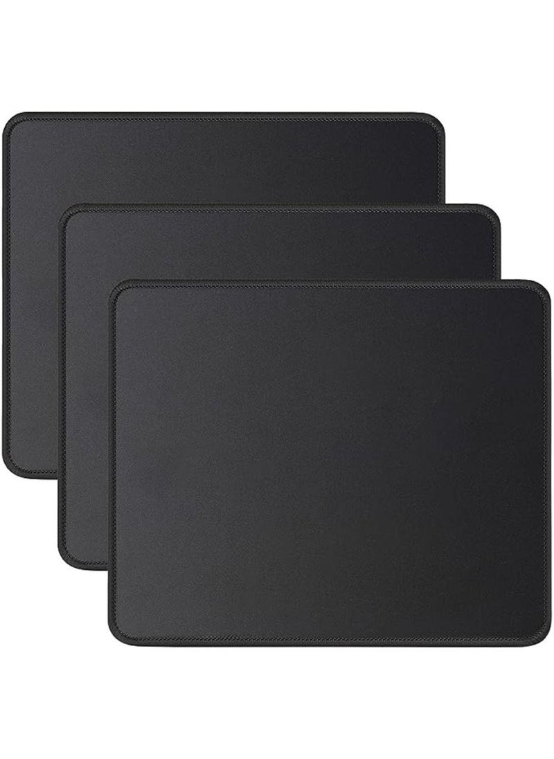 3 Pack Mouse Pad with Stitched Edge, Comfortable Mouse Pads with Non-Slip Rubber Base, Washable Mousepads Bulk with Lycra Cloth, Mouse Pads for Computers Laptop Mouse