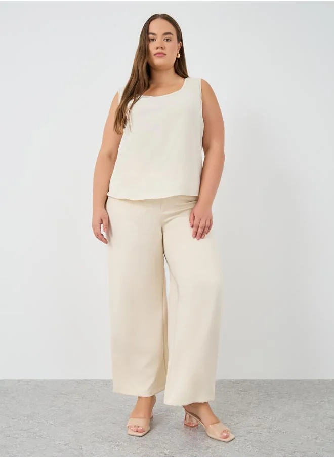 ستايلي Styli Plus Size Solid Sleeveless Top