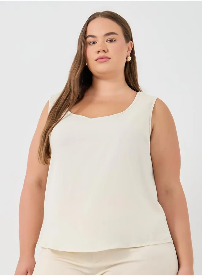 ستايلي Styli Plus Size Solid Sleeveless Top