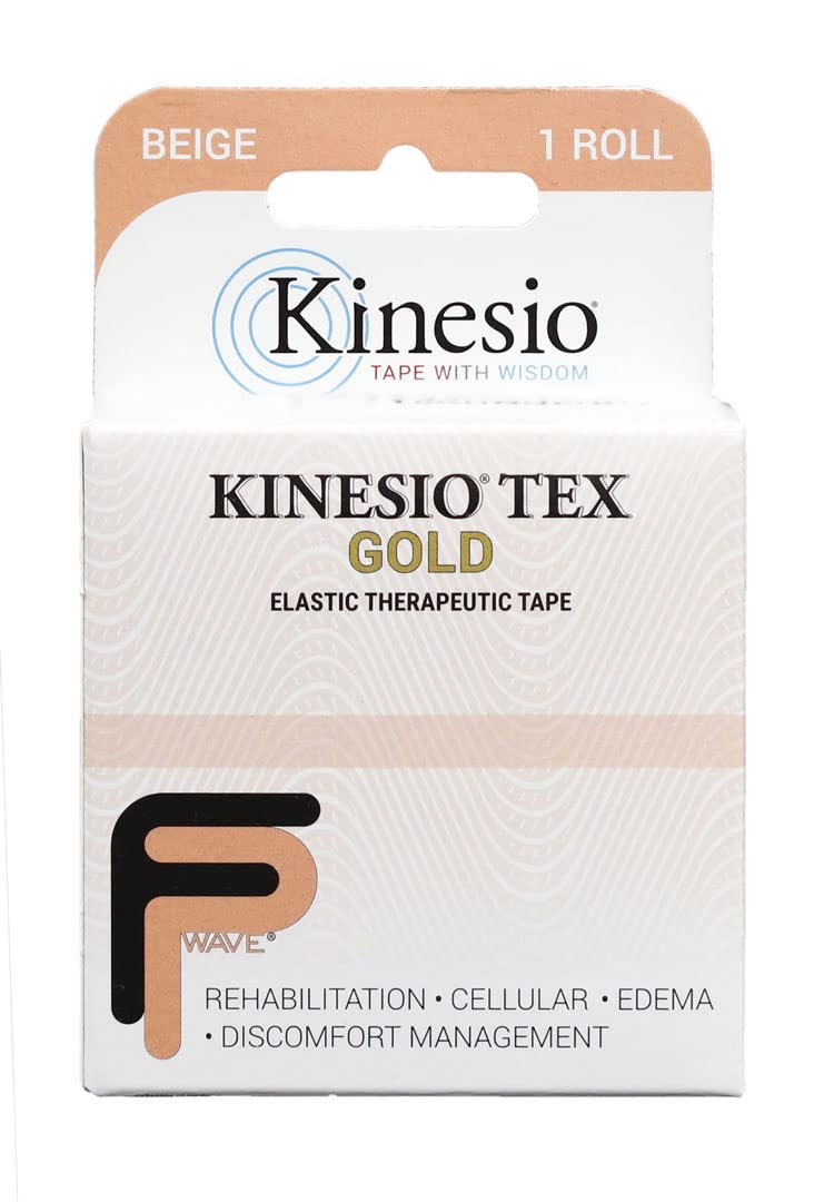 Kinesio شريط كينيسيو - شريط رياضي علاجي مرن تكست جولد FP - بيج - 2 بوصة × 16.4 قدم - Image 1