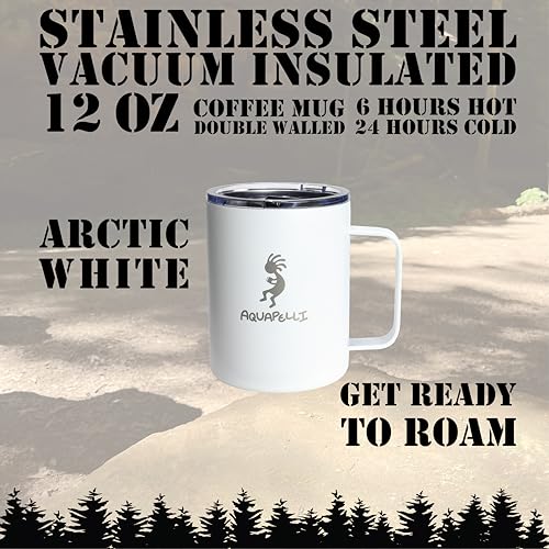 Aquapelli Vacuum Insulated Mug with Handle, 12 Ounces, Arctic White - Image 2
