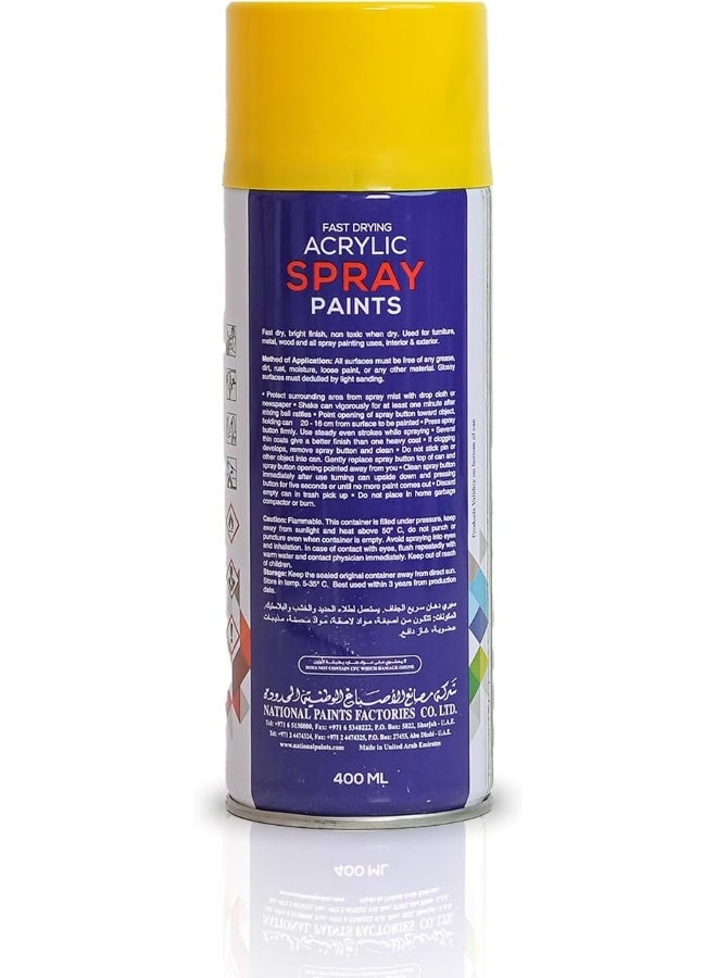 NATIONAL PAINTS National Paints Fast Drying Acrylic Spray Paint - Lemon Yellow 480 - Image 2