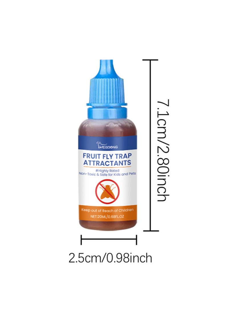 YEGBONG 6pcs Fruit Fly Trap Refill Liquid, 20ml per Bottle Liquid Fly Traps for Indoors Non Toxic Safe Effective Fruit Fly Lure Refill Liquid Trap for Indoor and Home Kitchen Use - Image 2