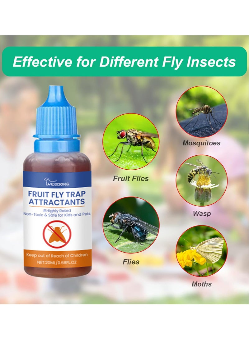YEGBONG 6pcs Fruit Fly Trap Refill Liquid, 20ml per Bottle Liquid Fly Traps for Indoors Non Toxic Safe Effective Fruit Fly Lure Refill Liquid Trap for Indoor and Home Kitchen Use - Image 3