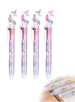 4 Pcs Multicolor Unicorn Gel Pens Set, Cartoon Retractable Rolling Ball Pen Shuttle Pens Liquid Ink Pens, Set Pen for Supplies Office Gifts (Colorful)