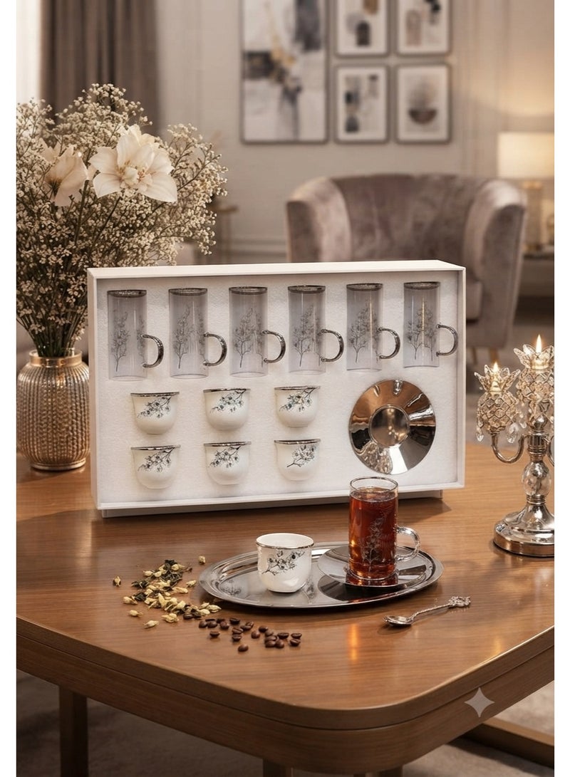 Borosilicate Glass Tea Set with Ceramic Cups and Saucers – 18-Piece Luxury Set for Hosting - Image 3