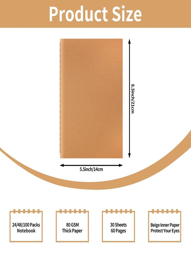 ALKALO 24 Pack A5 Blank Kraft Notebooks Bulk, Journaling Notebooks, Soft Cover Composition Notebook, 8.3x5.5 Inches 60 Pages Travel Journal Notebooks Set for Work, School, Student, Kids, Writing - Image 2