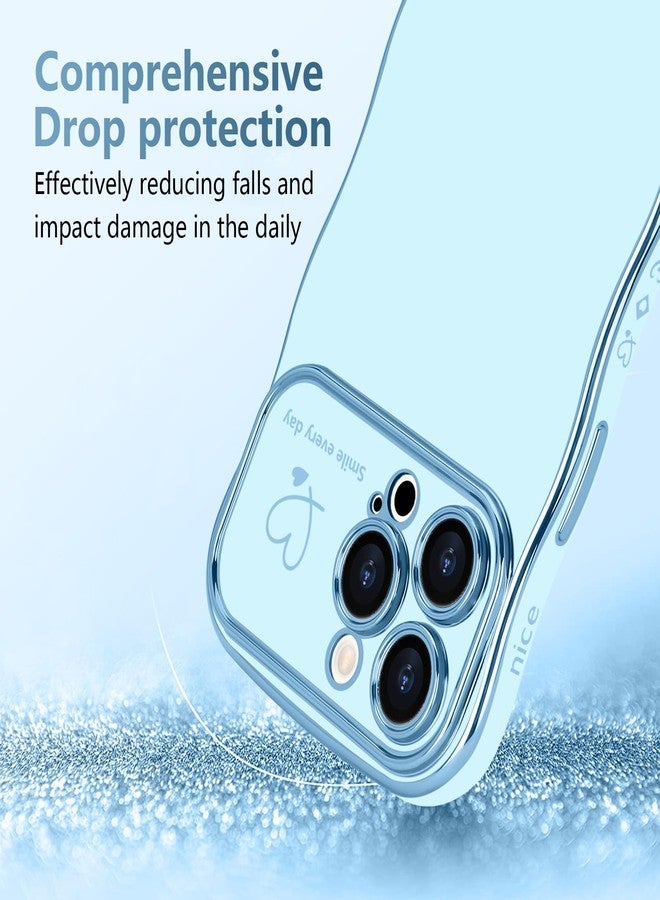 جراب LCHULLE لهاتف iPhone 16 Pro Max للنساء والفتيات، جراب هاتف لطيف بتصميم مموج على شكل قلب، غطاء حماية للكاميرا مقاوم للصدمات لهاتف iPhone 16 Pro Max مقاس 6.9 بوصة، أزرق - Image 3
