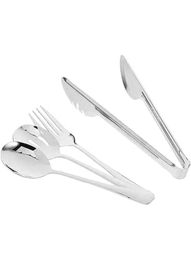 Ergonomic 3 Piece Serving Utensil Set Includes Forks Spoons and Tongs - Image 1