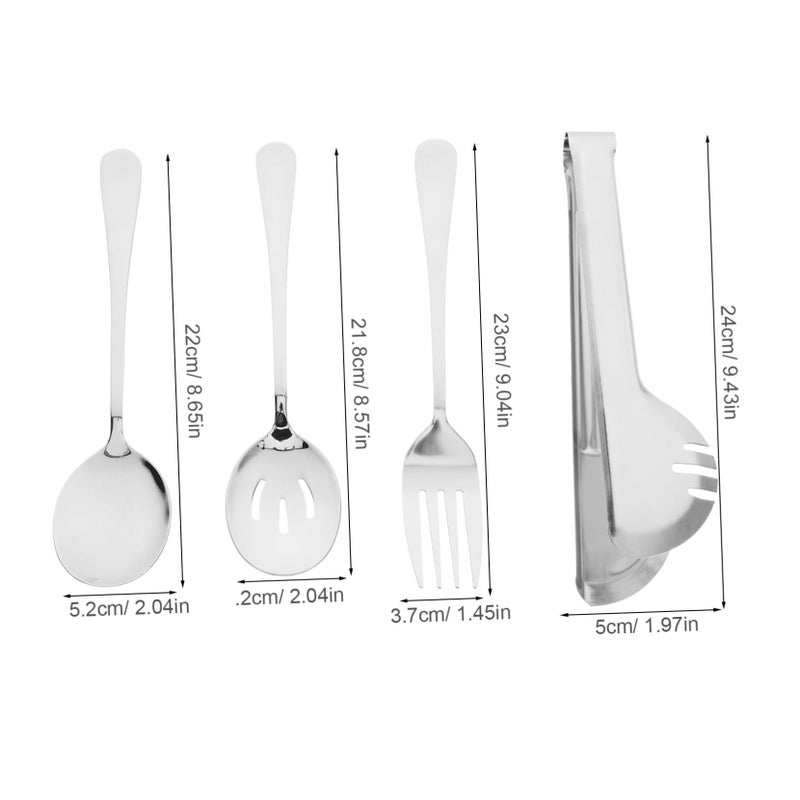 Ergonomic 3 Piece Serving Utensil Set Includes Forks Spoons and Tongs - Image 3