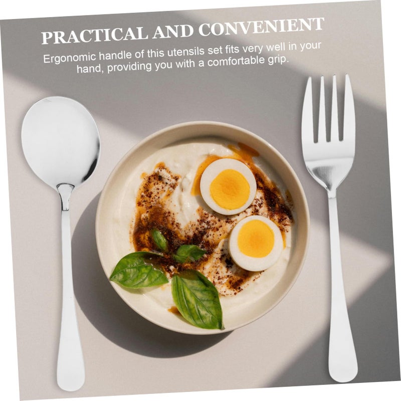 Ergonomic 3 Piece Serving Utensil Set Includes Forks Spoons and Tongs - Image 4