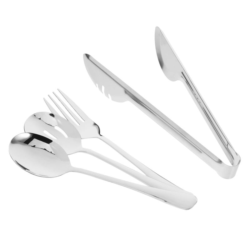 Ergonomic 3 Piece Serving Utensil Set Includes Forks Spoons and Tongs - Image 2