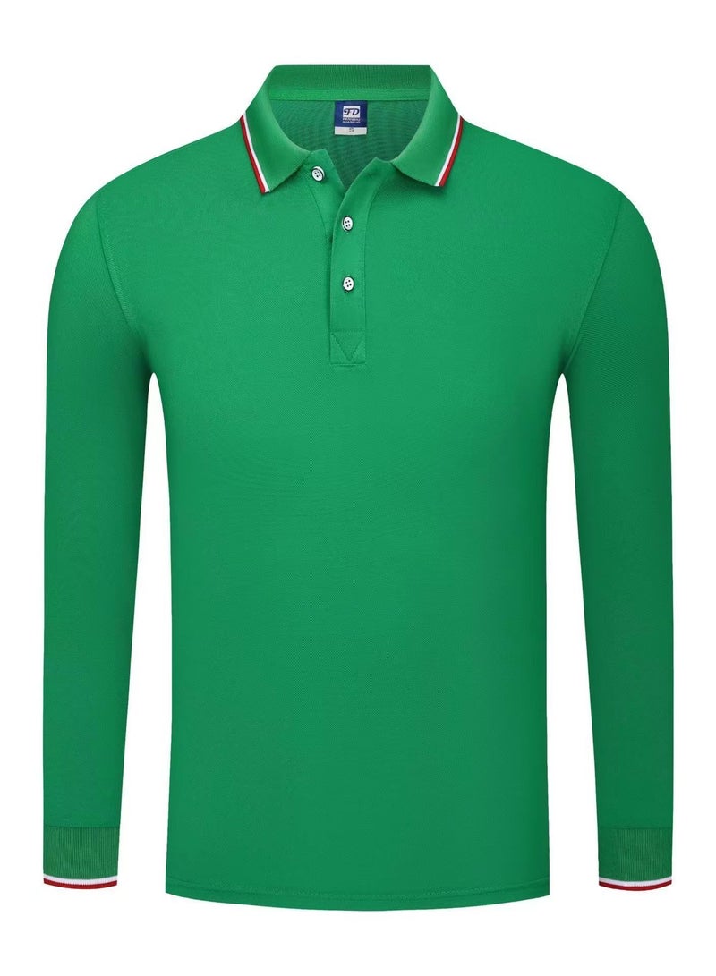 FD تي شيرت بولو بأكمام طويلة وياقة خريفية