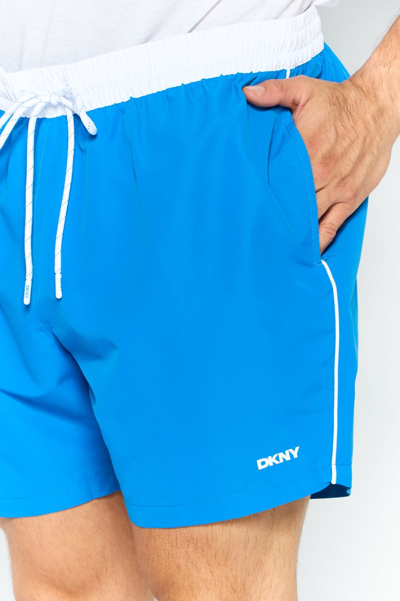 DKNY Men Brand Logo Board Shorts, Royal Blue  - Image 3