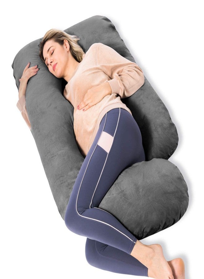 DADDY COOL وسادة حمل دادي كول على شكل حرف J للنساء الحوامل | وسادة حمل لتخفيف آلام البطن | وسادة نوم بغطاء مخملي قابل للإزالة (رمادي) عبوة من قطعة واحدة - Image 1
