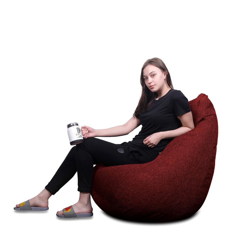 Generic Alfanso ORGANIX Collection Classic Bean Bag Jumbo SAC Size Crimson Red Color in Organic Jute Fabric Cover Only - Image 4