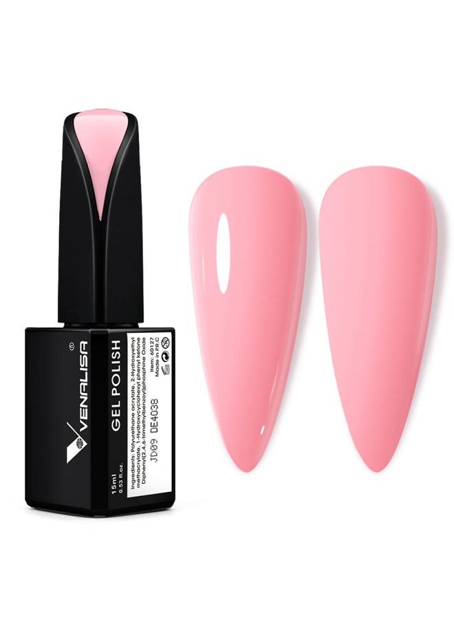 V VENALISA - VENALISA 15ml Pink Gel Nail Polish, Light Pink Gel Polish Nude Pink Color Soak Off UV LED Nail Art Starter Manicure Salon DIY at Home, 0.53 OZ - Image 1