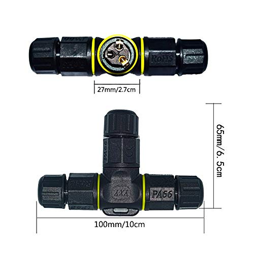 ELifeApply 3 Way Junction Box IP68 Waterproof Electrical Junction Box 2 Pin/3 Pin/4 Pin Outdoor Cable Connector for Underground/Outdoor Ø 4.5mm-10mm, Shielded Field Installable - 3Pin - Image 5