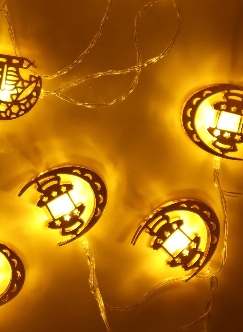 يوويل سلسلة أضواء رمضان تعمل بالبطارية سلسلة أضواء LED على شكل نجمة الجنية لمهرجان العيد وديكورات المنزل والحديقة في الأماكن المغلقة والخارجية ضوء رمضان 2 متر 10 LED - Image 2