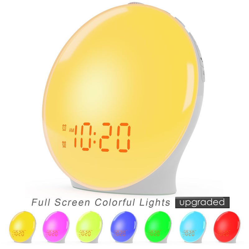 Jall Wake Up Light Sunrise Alarm Clock for Kids, Heavy Sleepers, Bedroom, with Sunrise Simulation, Sleep Aid, Dual Alarms, FM Radio, Snooze, Nightlight, Daylight, 7 Colors, 7 Natural Sounds, Ideal for Gift - Image 2