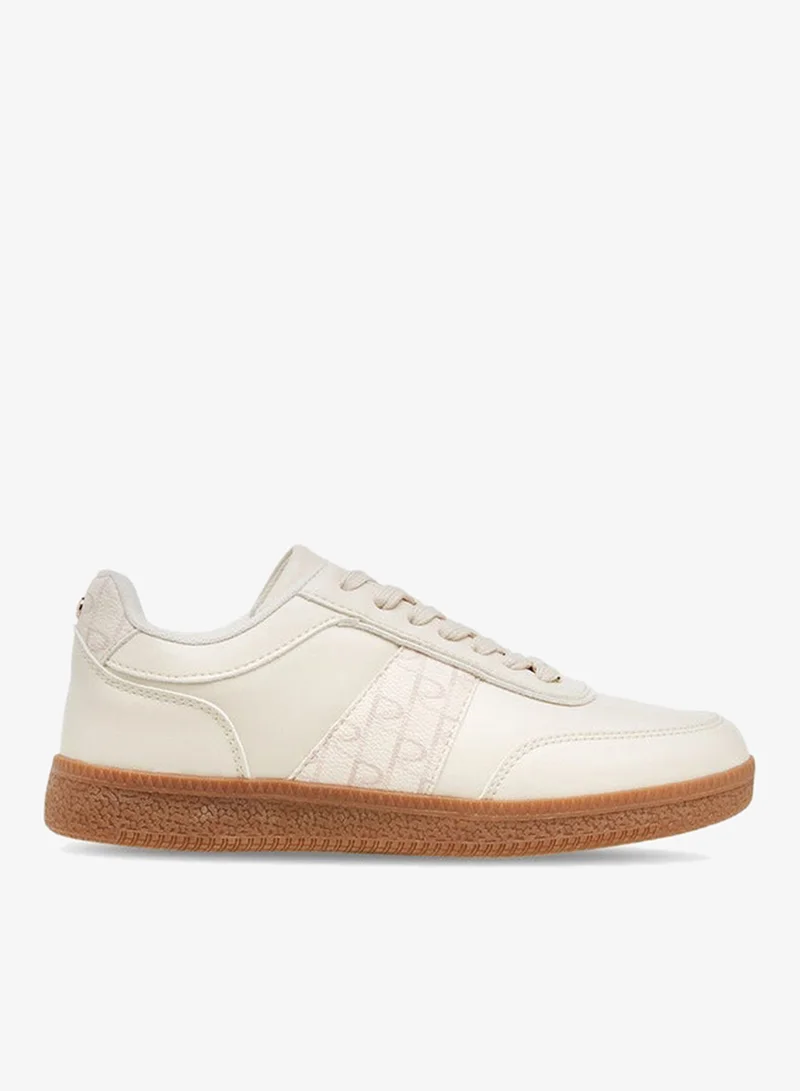 Monogram Print Sneakers with Lace-Up Closure