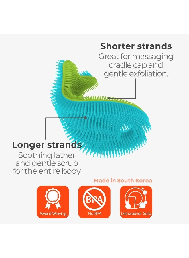 Innobaby Bathin' Smart Silicone Sensory Fish Bath Scrub for Babies and Toddlers - Aqua Green - Image 3