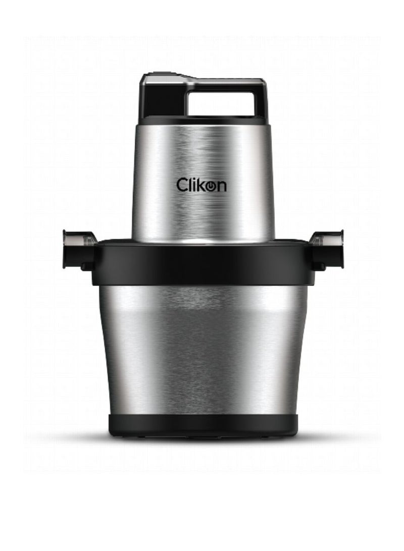Clikon Food Chopper – 1000W Copper Motor, 6L Stainless Steel Bowl, 4D S-Shaped Blades, 2-Speed Control – CK1205 – Silver 1000 W CK1205 silver - Image 1