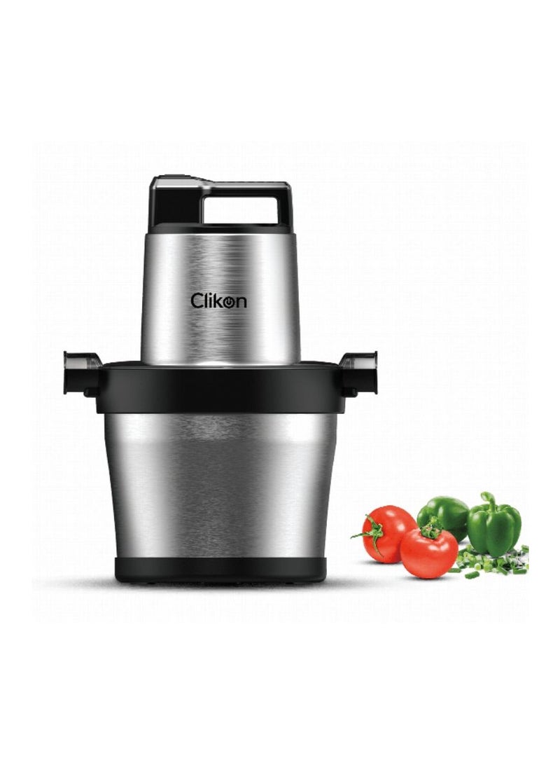 Clikon Food Chopper – 1000W Copper Motor, 6L Stainless Steel Bowl, 4D S-Shaped Blades, 2-Speed Control – CK1205 – Silver 1000 W CK1205 silver - Image 2