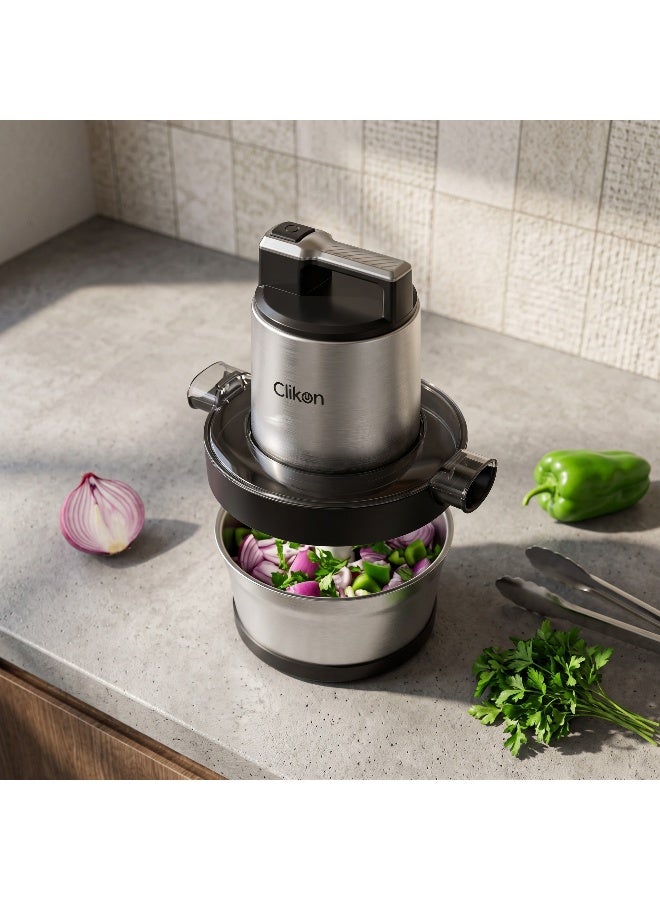 Clikon Electric Chopper | 6.0L Stainless Steel Bowl | 1000W Power | Large Capacity Food Preparation | 2-Year Warranty | CK1205 | Black & Silver 1000 W CK1205 silver - Image 5