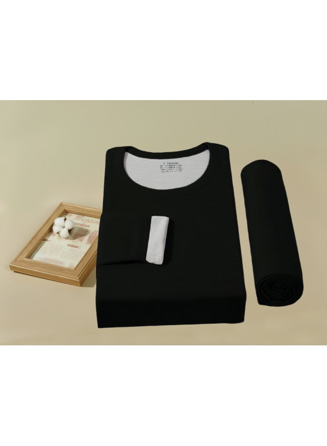 Men's Wool And Silk Thermal Underwear Ab Two-sided Set, Fleece-lined Thickened Couples Cold-proof Autumn Clothes And Pants