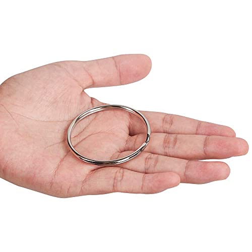 Newflager 2 Inch Flat Key Rings - Large Split Key Rings - Silver Steel Round Edged Circular Keychain Ring Clips - Sturdy Key Chain Ring Connector (Pack of 10) - Image 3