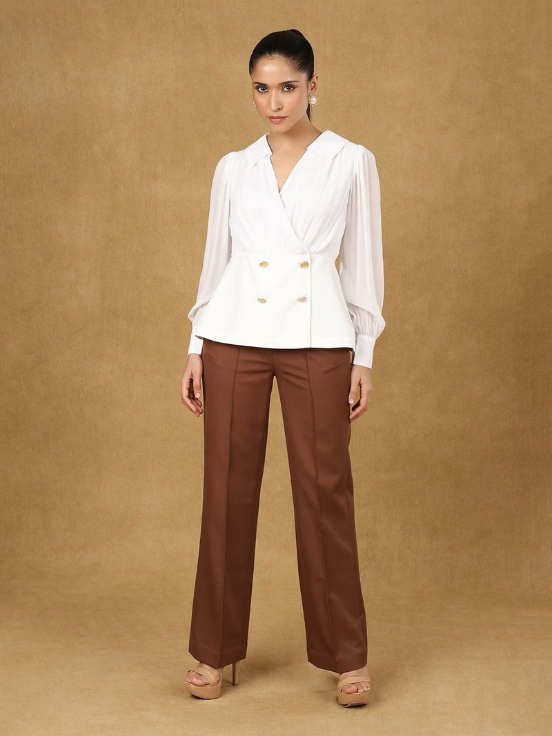 Powersutra White Peplum Top for Women - Image 4