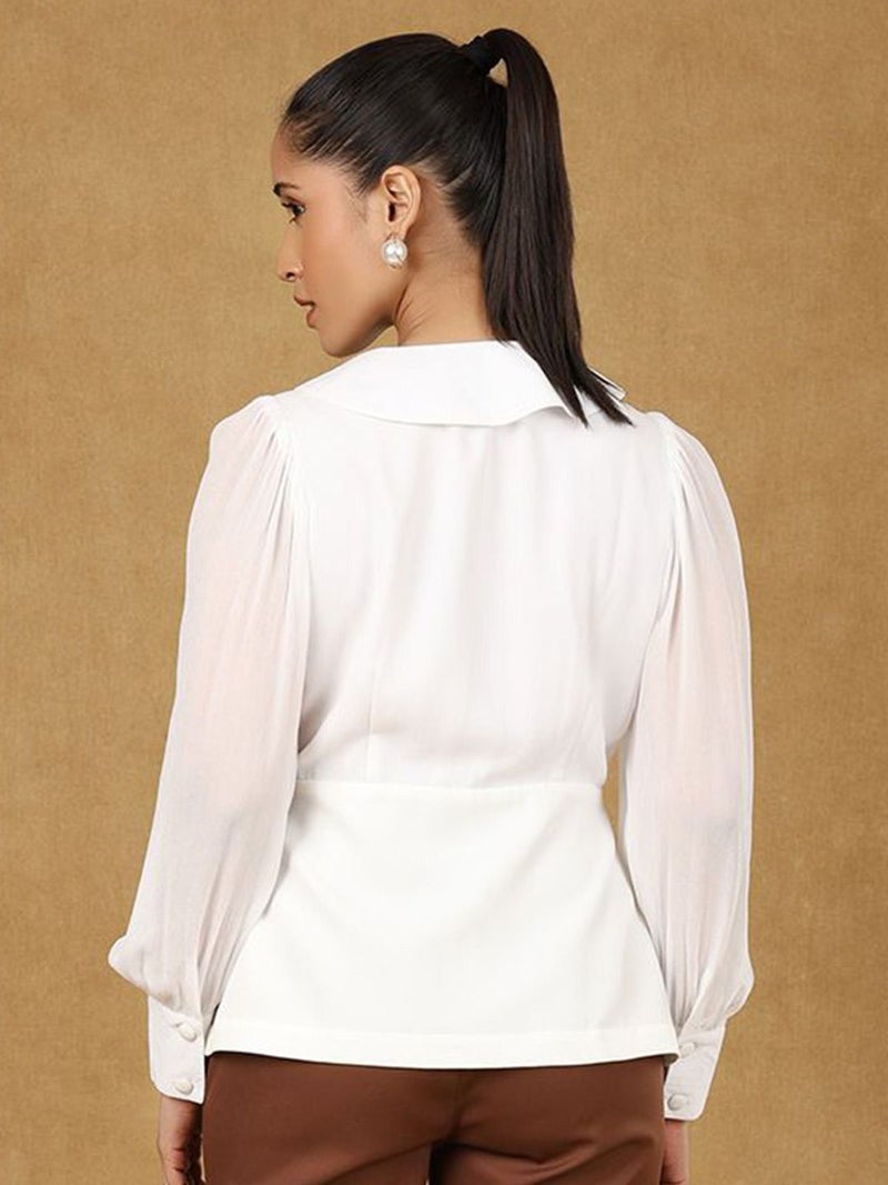 Powersutra White Peplum Top for Women - Image 5